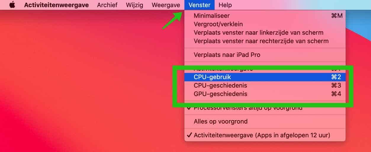 cpu gpu weergave activiteitenweergave