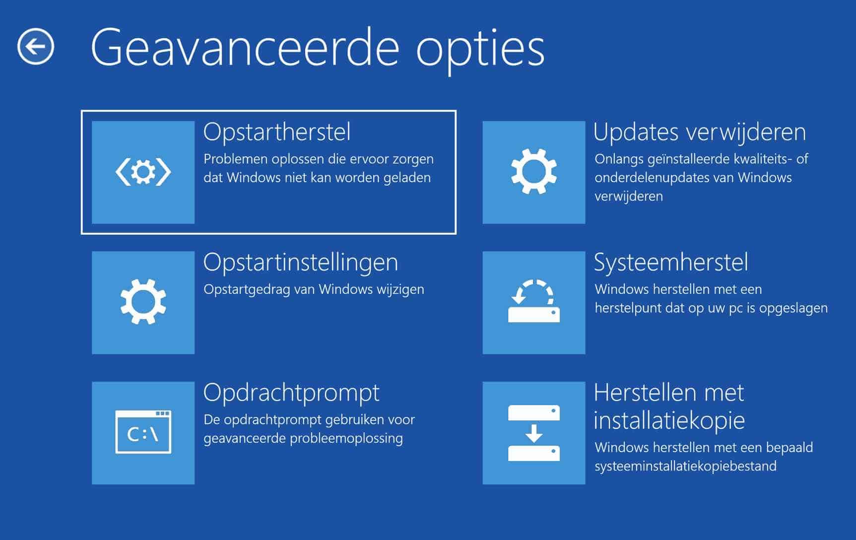 geavanceerde opstart opties windows