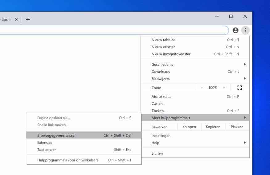 google chrome browser gegevens wissen