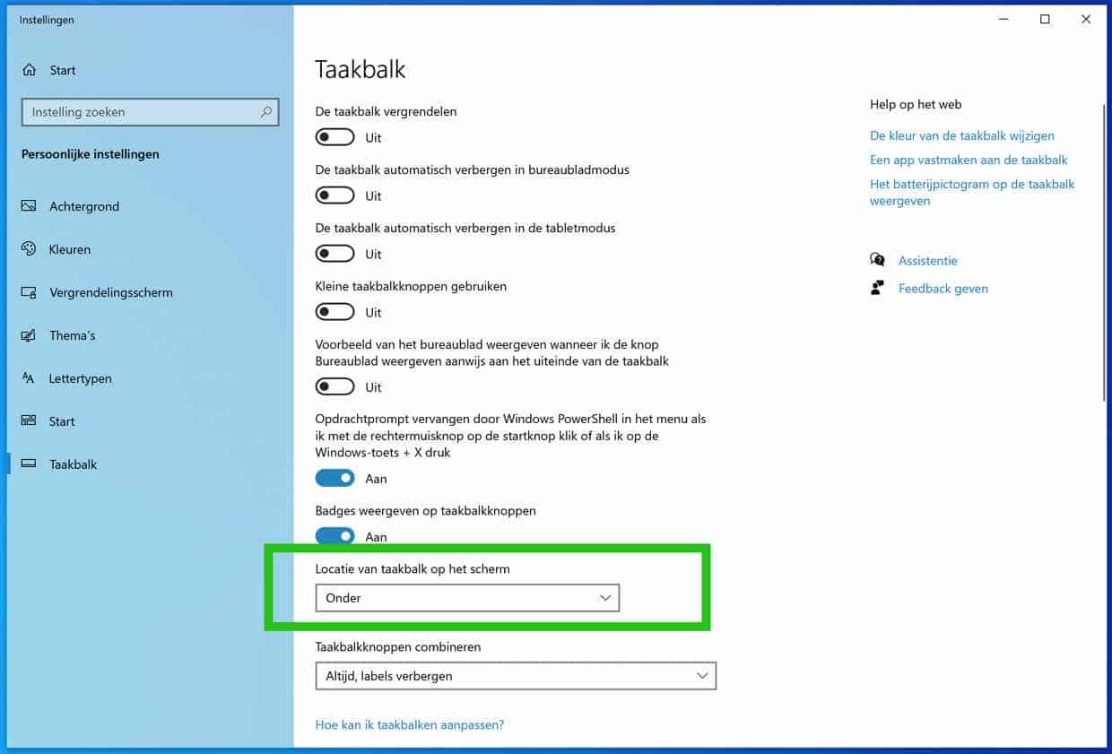 Ändern Sie die Position der Taskleiste