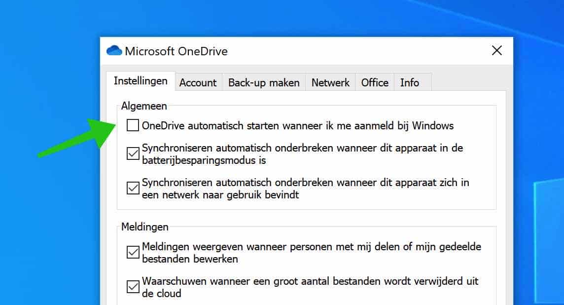 OneDrive Boot-Fenster entfernen