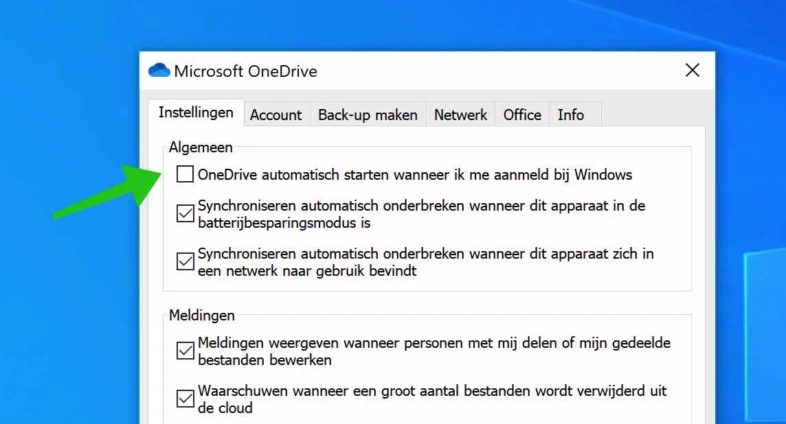 onedrive verwijderen opstarten windows