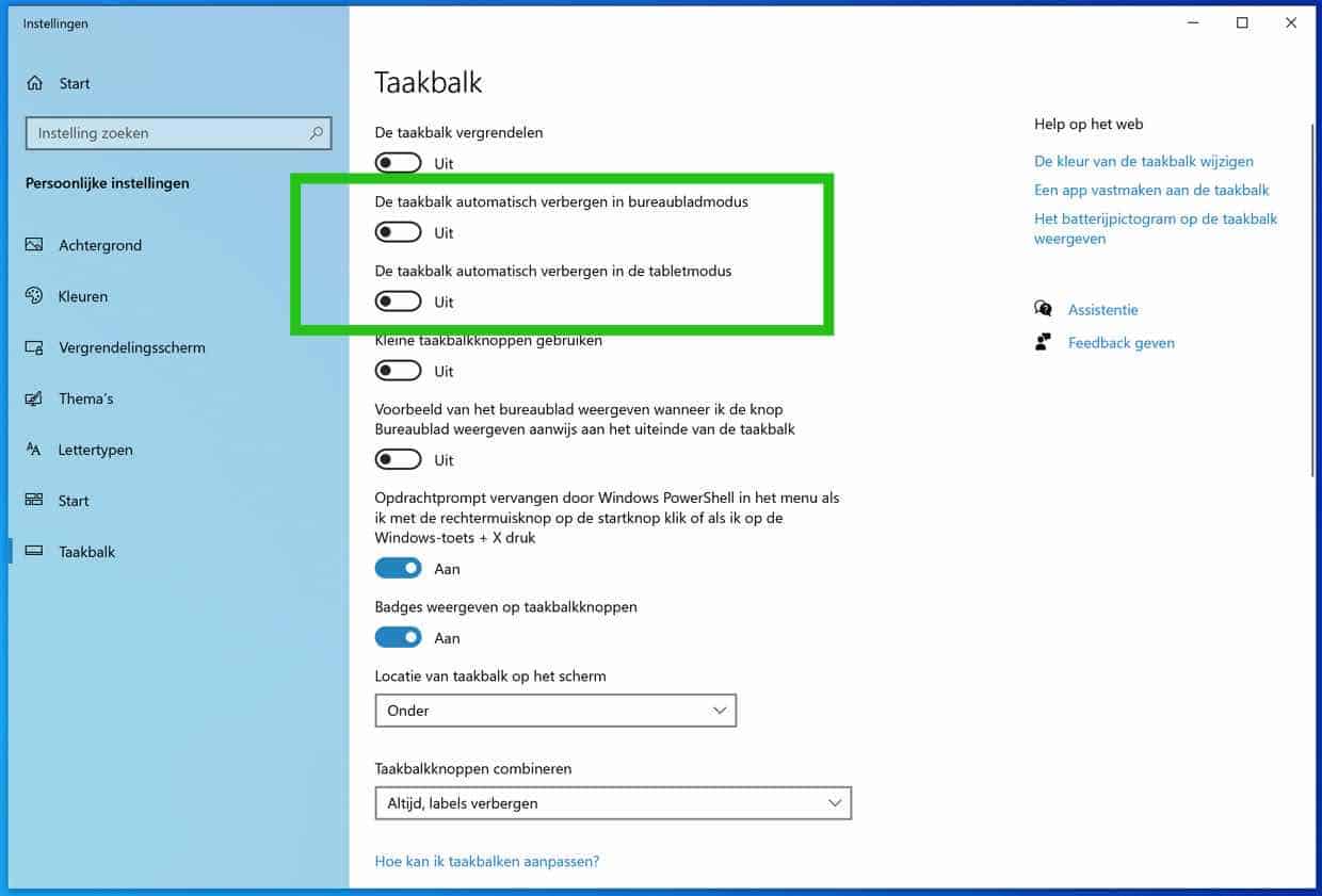 ocultar automáticamente la barra de tareas