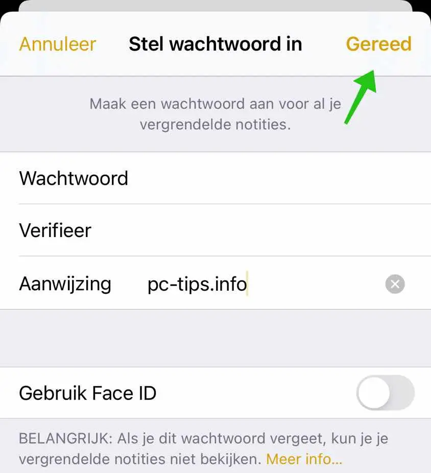 wachtwoord instellingen voor fotos iphone of ipad