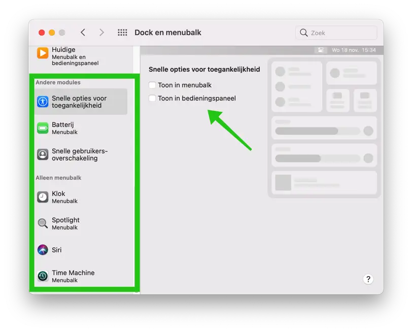 andere modules toevoegen bedieningspaneel mac big sur