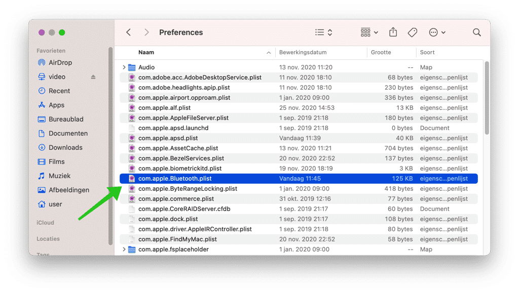 com.apple.bluetooth.plist verwijderen