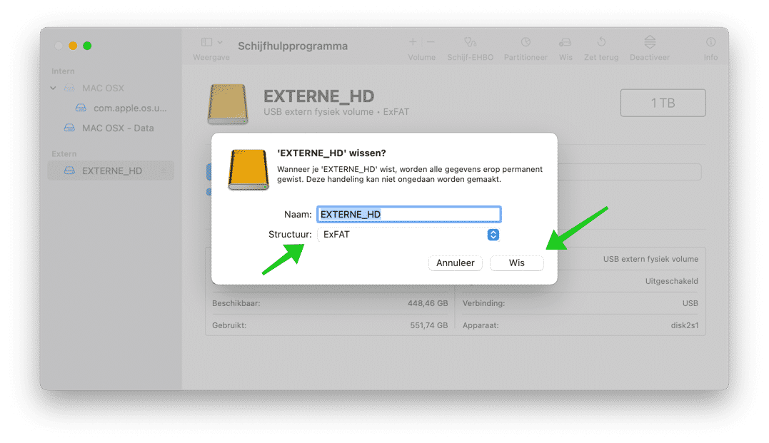 erase external hard drive exfat