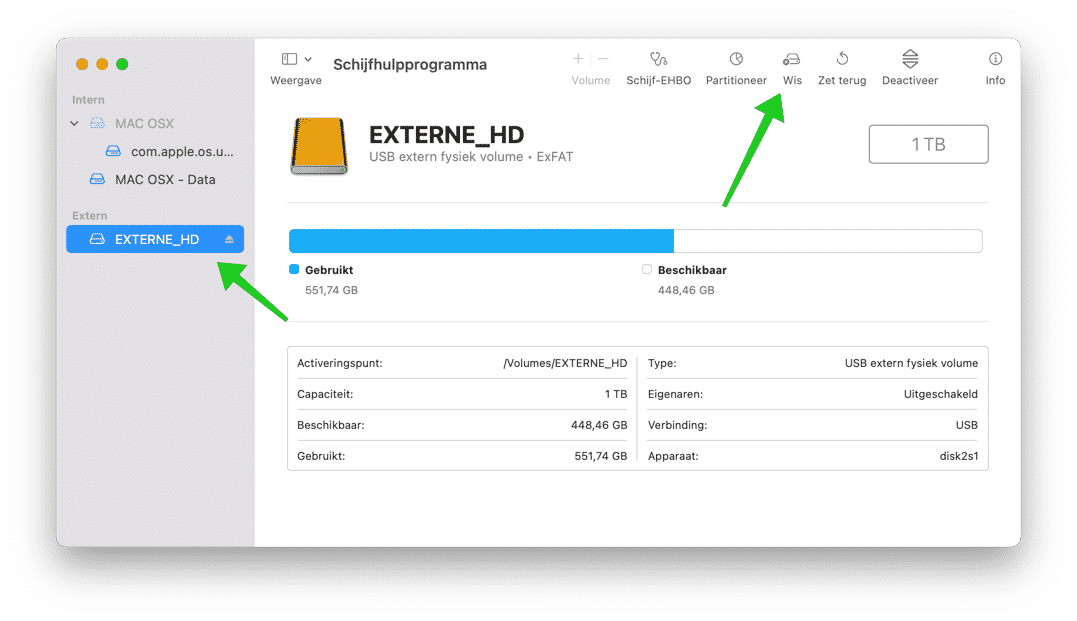 erase external hard drive mac