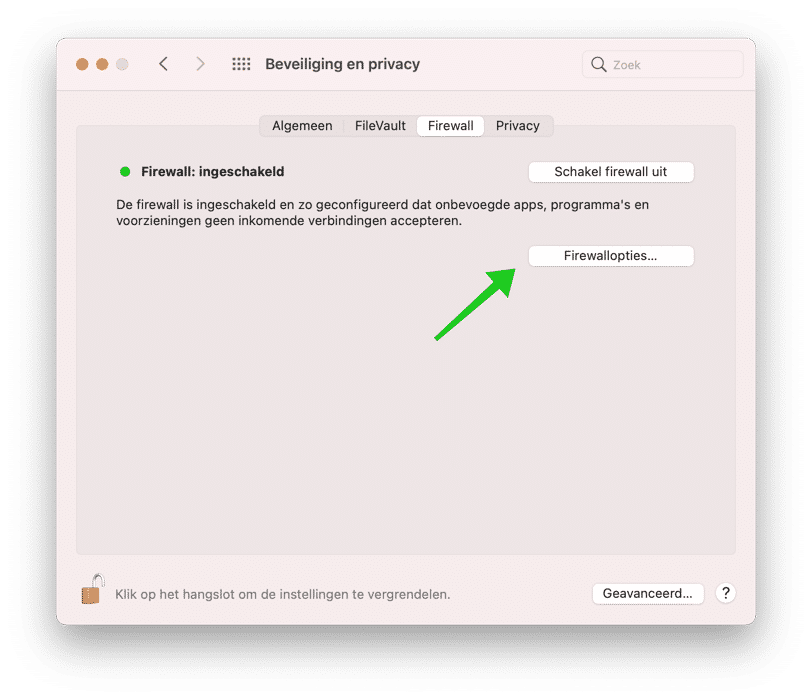 firewall instellen mac