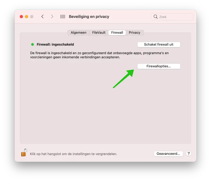 firewall instellen mac