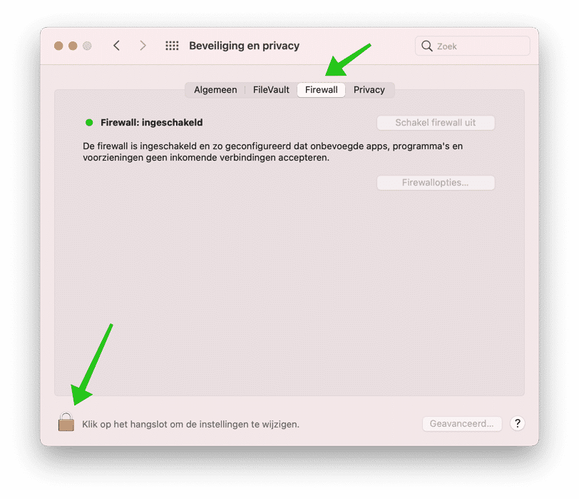 firewall instellingen mac