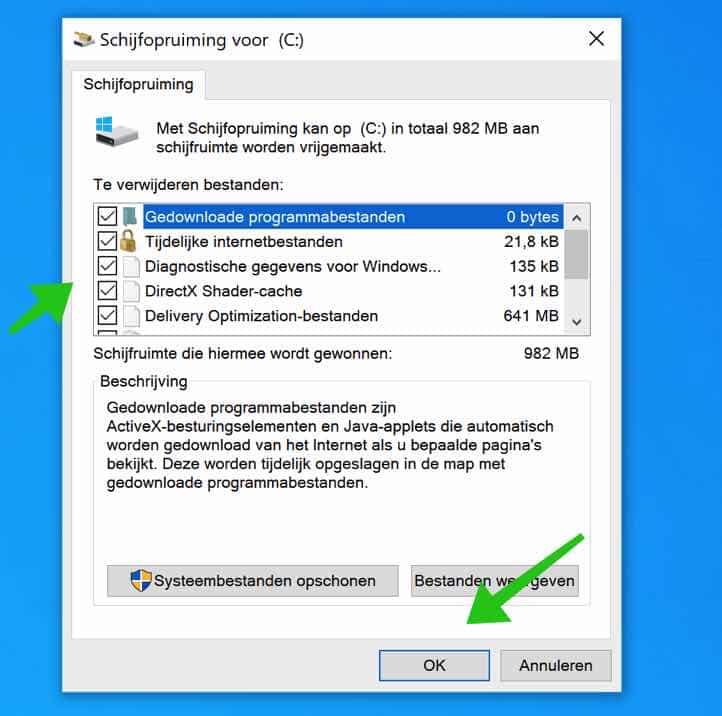 schijfopruiming windows 10