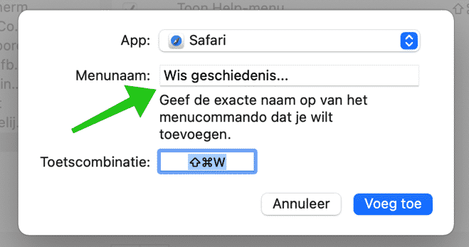 adicionar combinação de teclas mac