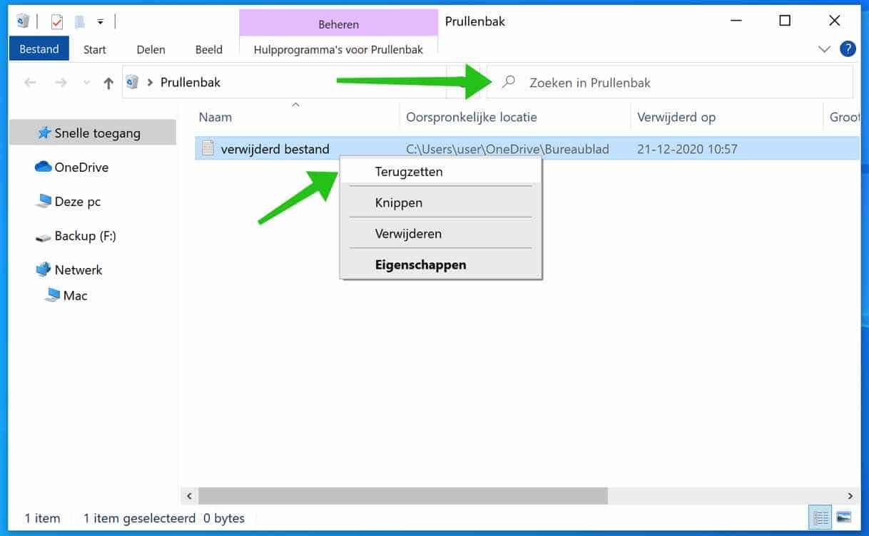 Recover deleted files in Windows