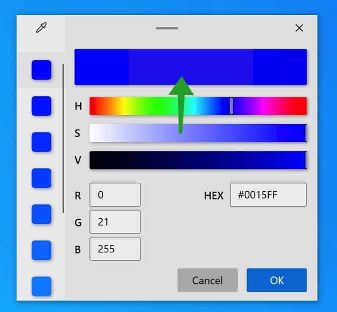 Kleur identificeren in Windows met Color Picker (PowerToys)