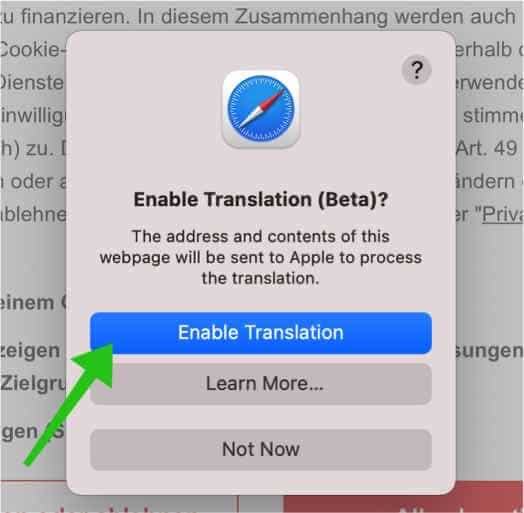 mac safari translate page