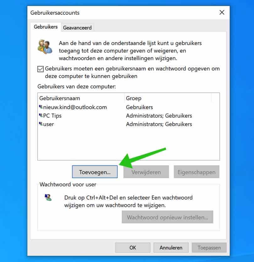 gebruikers toevoegen windows 10