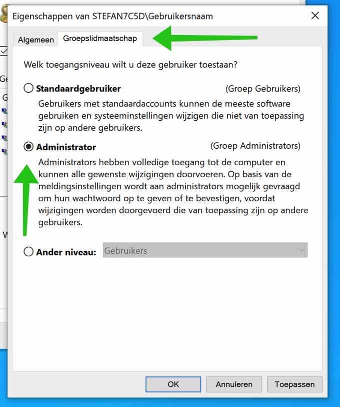 gebruikersaccount administrator maken windows 10