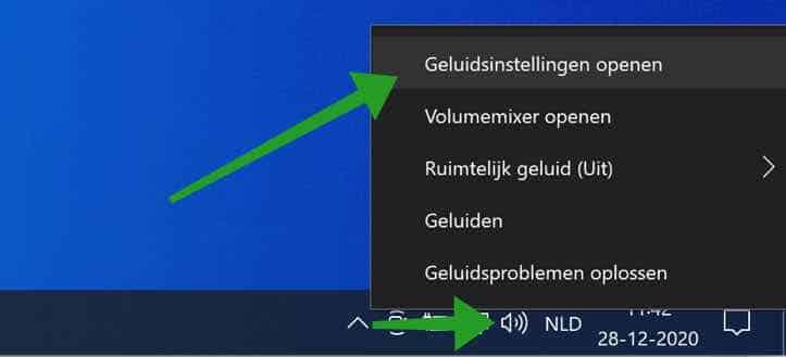 geluidsinstellingen openen windows