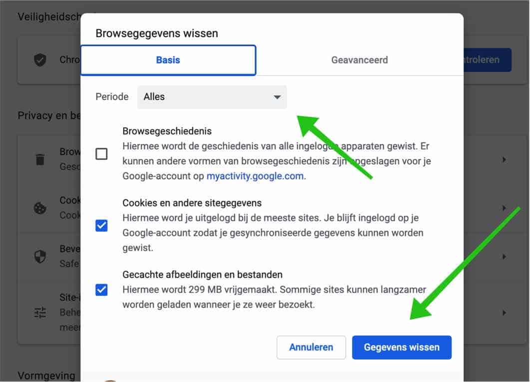 google chrome gegevens wissen