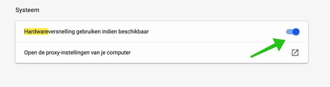 hardware versnelling uitschakelen in google chrome mac