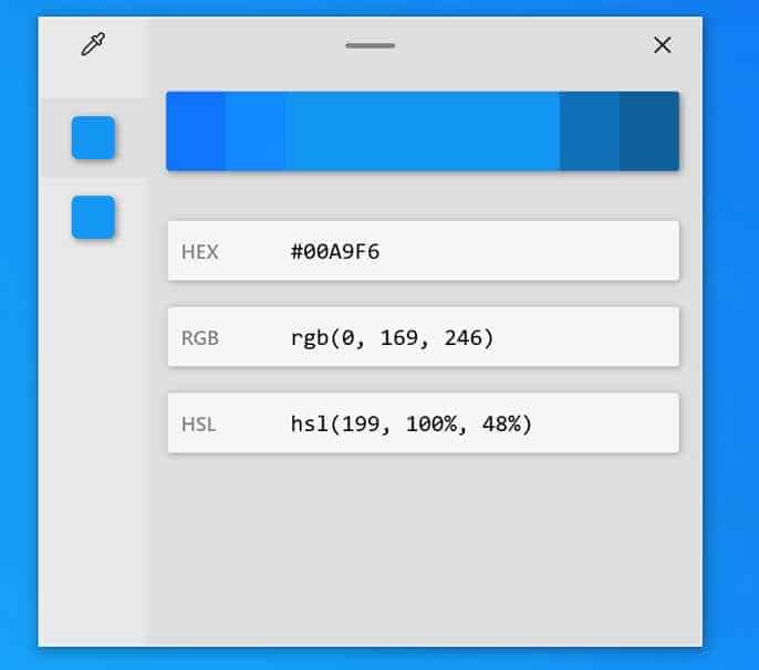 código de cores do seletor de cores do Windows 10