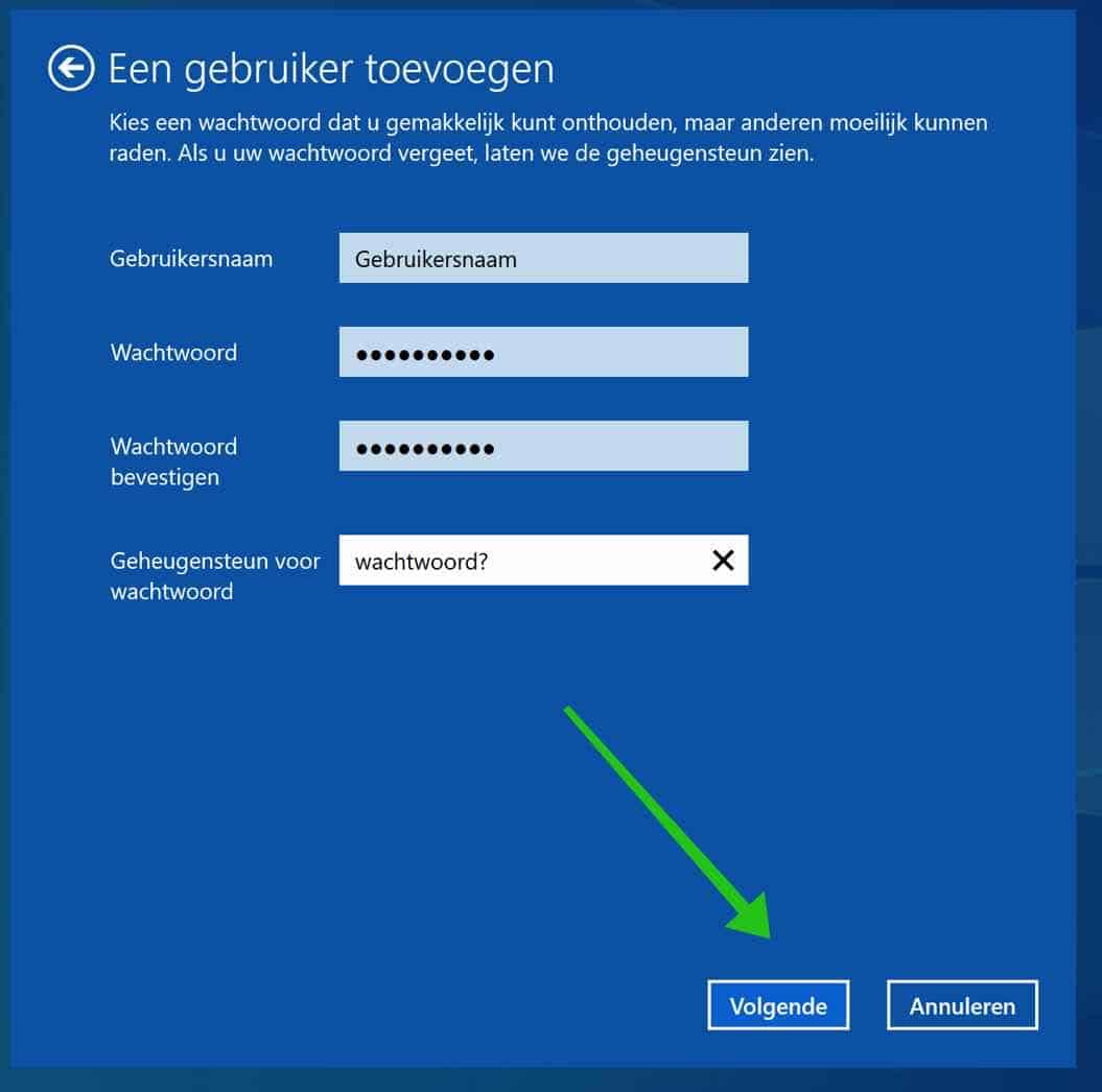 lokaal account aanmaken windows 10