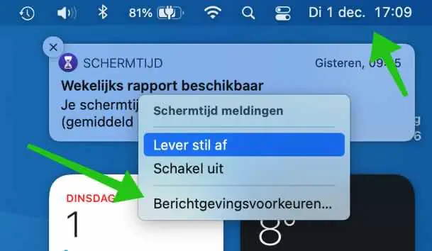 meldingen uitschakelen in het berichtencentrum