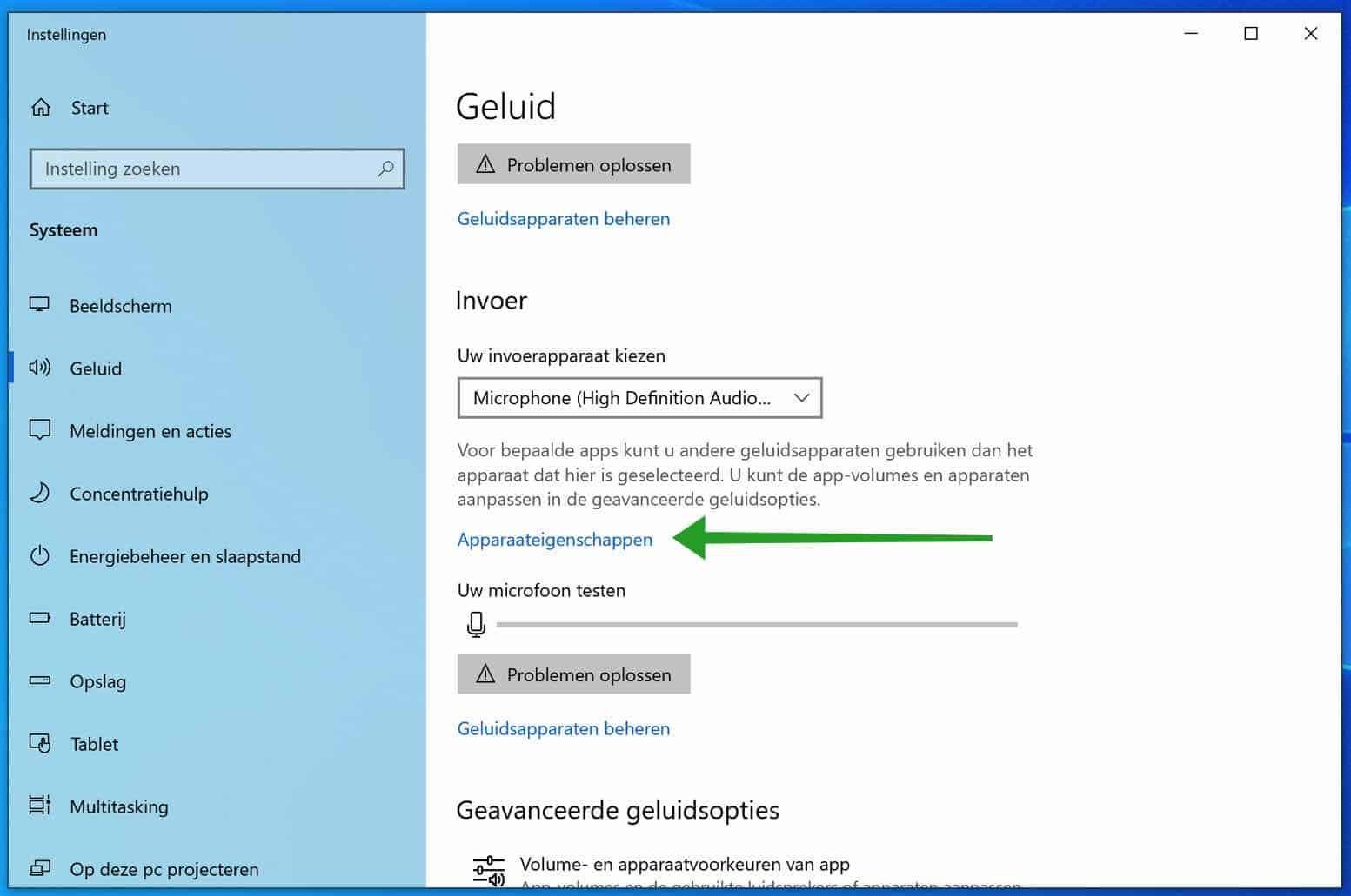 microfoon apparaat eigenschappen windows