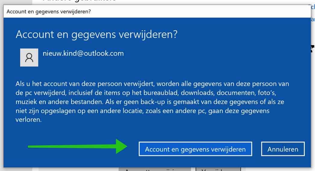 microsoft account definitief verwijderen windows 10