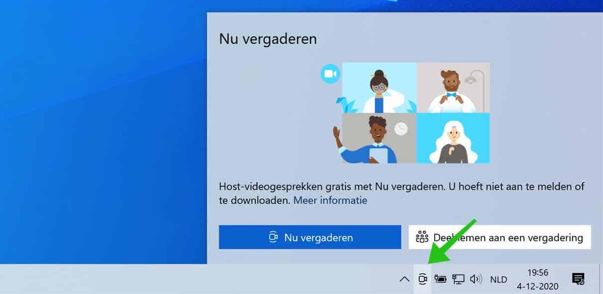 nu vergaderen uitschakelen in windows 10