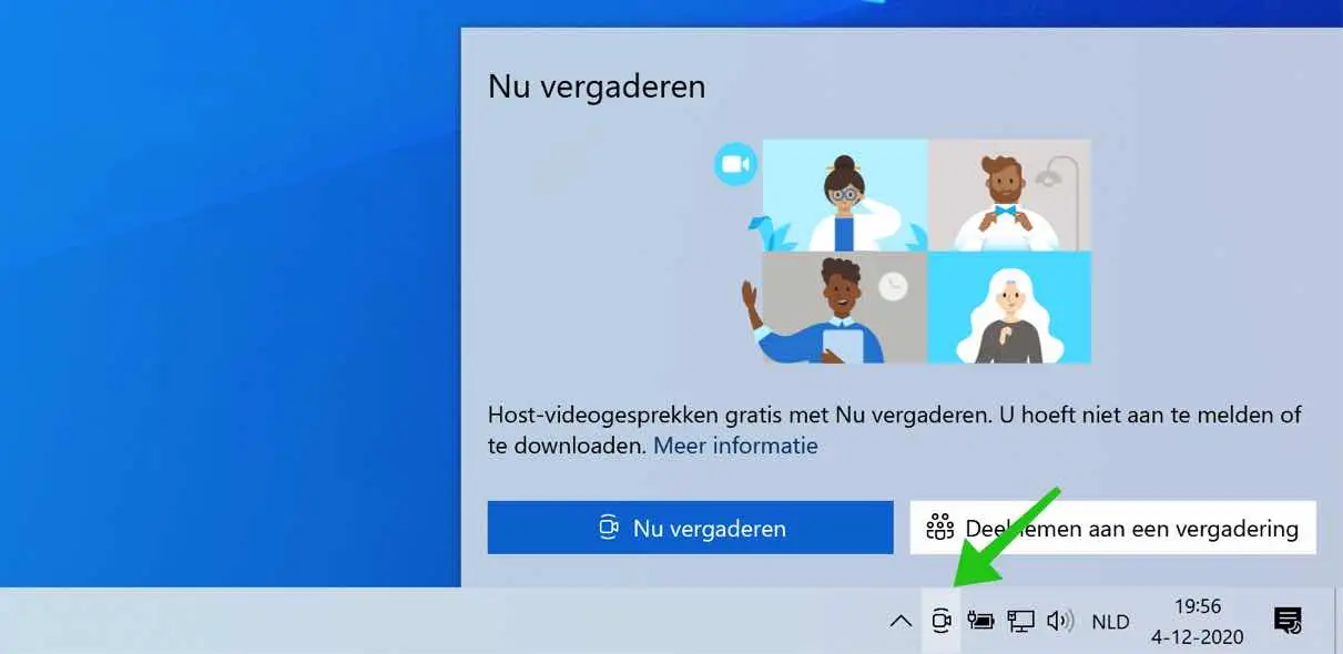 nu vergaderen uitschakelen in windows 10