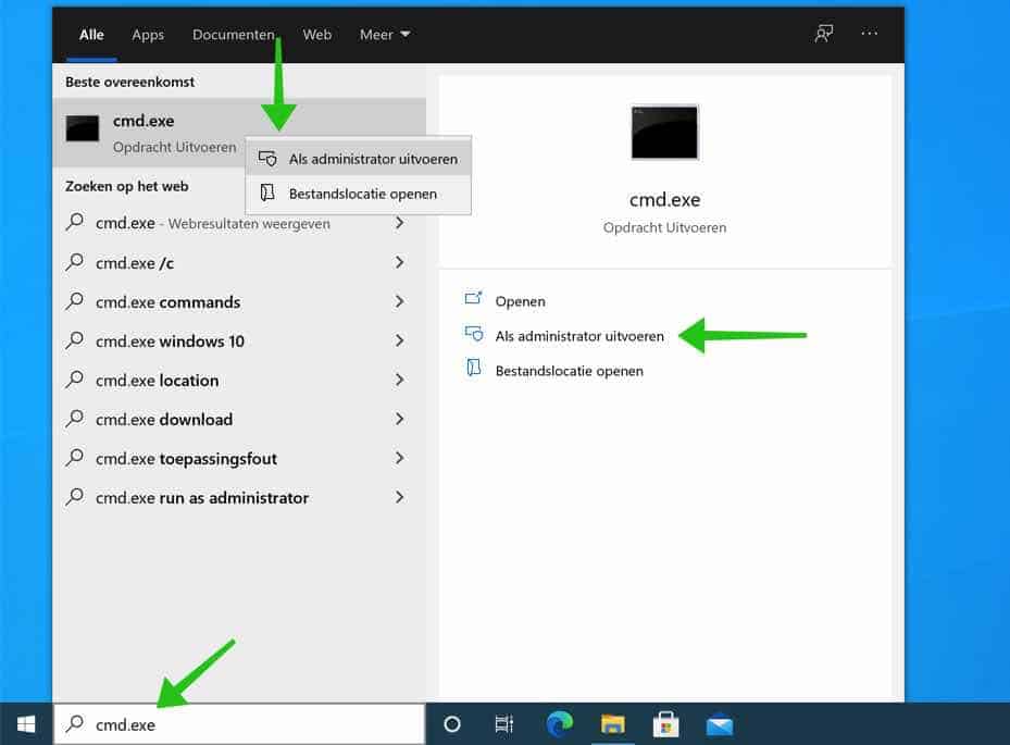 opdrachtprompt uitvoeren als administrator