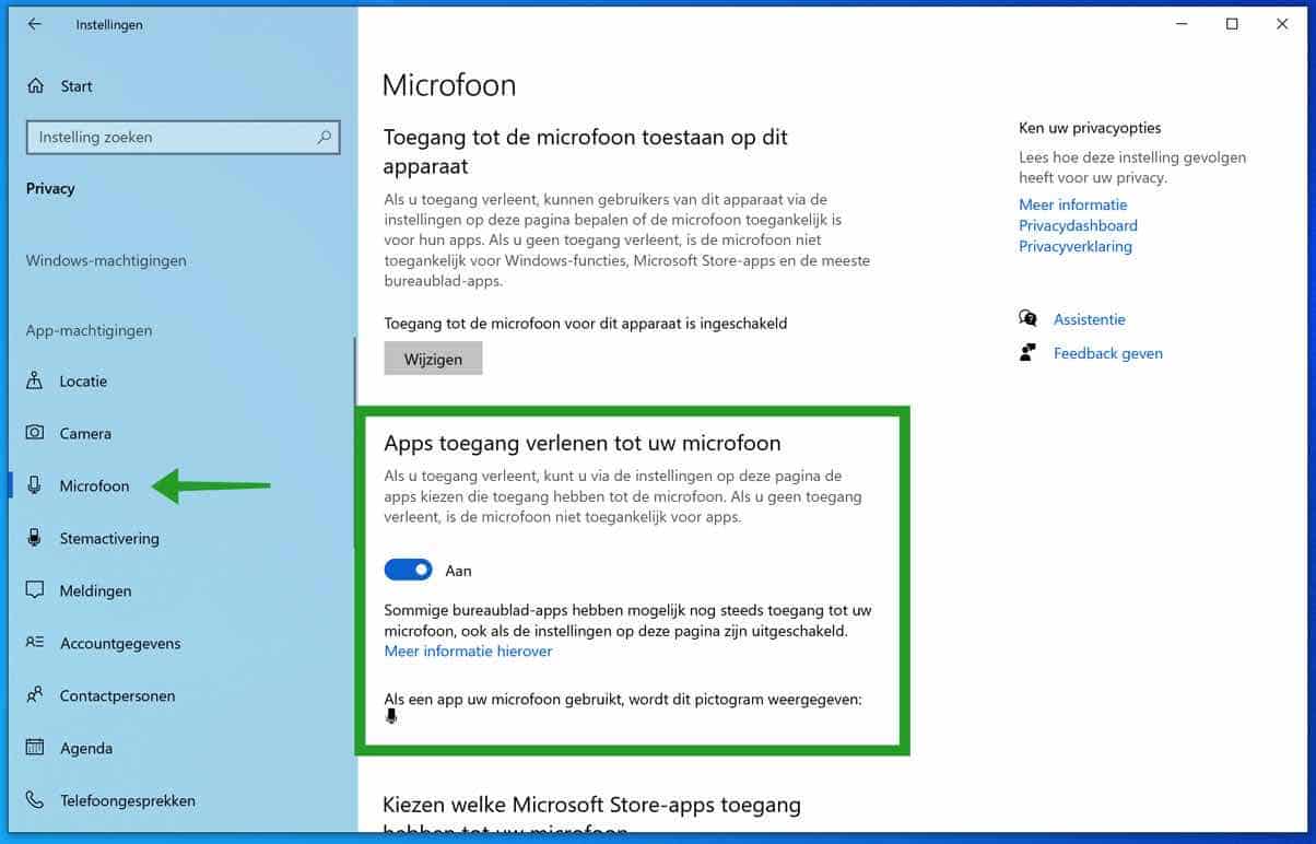 privacy instellingen microfoon