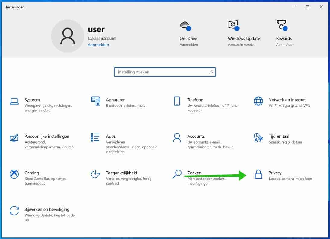 privacy instellingen windows 10