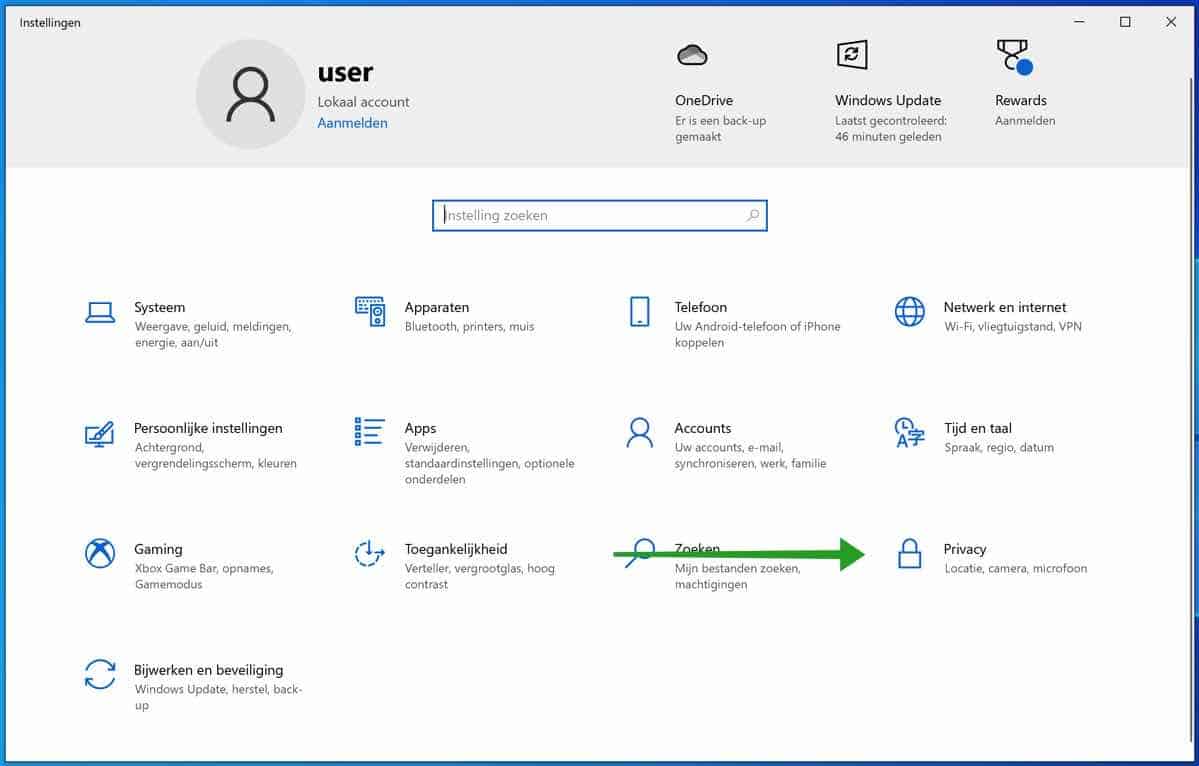 privacy instellingen windows