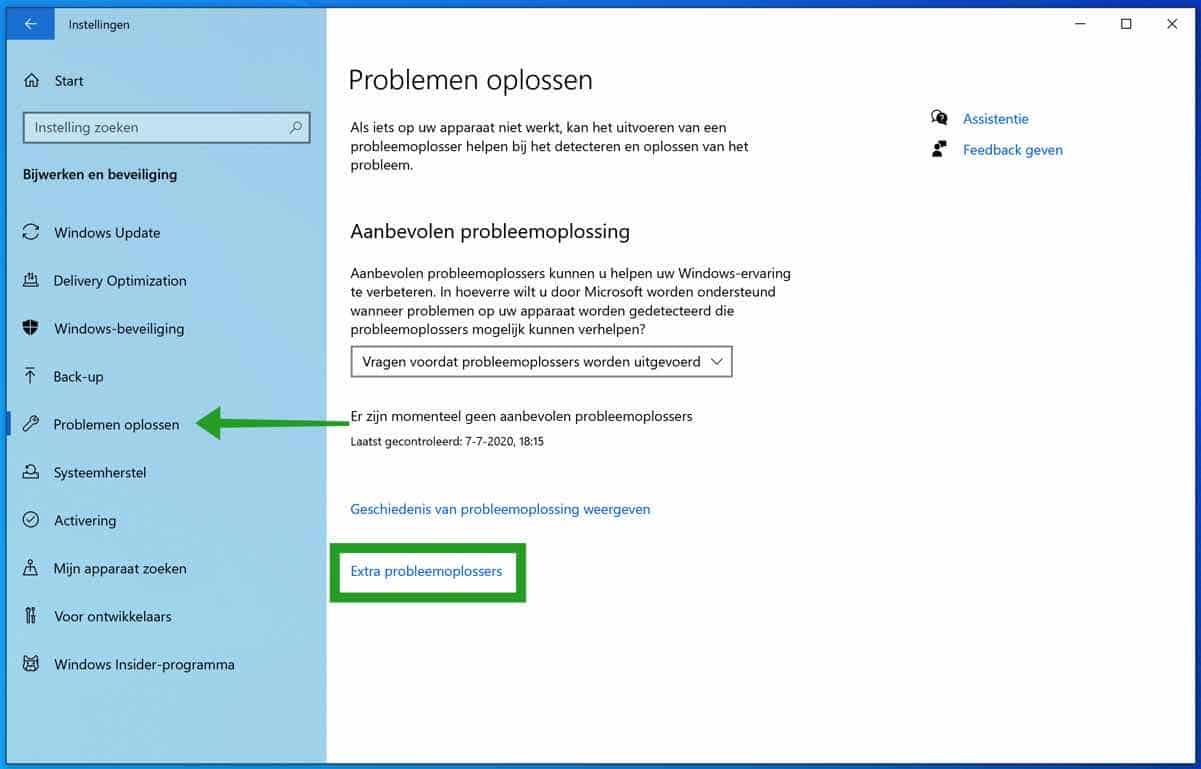 problemen oplossen in windows