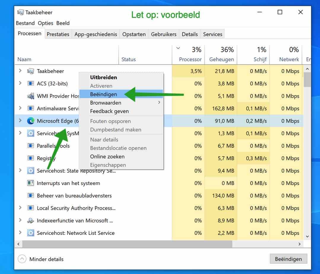 applicatie geforceerd afsluiten in windows