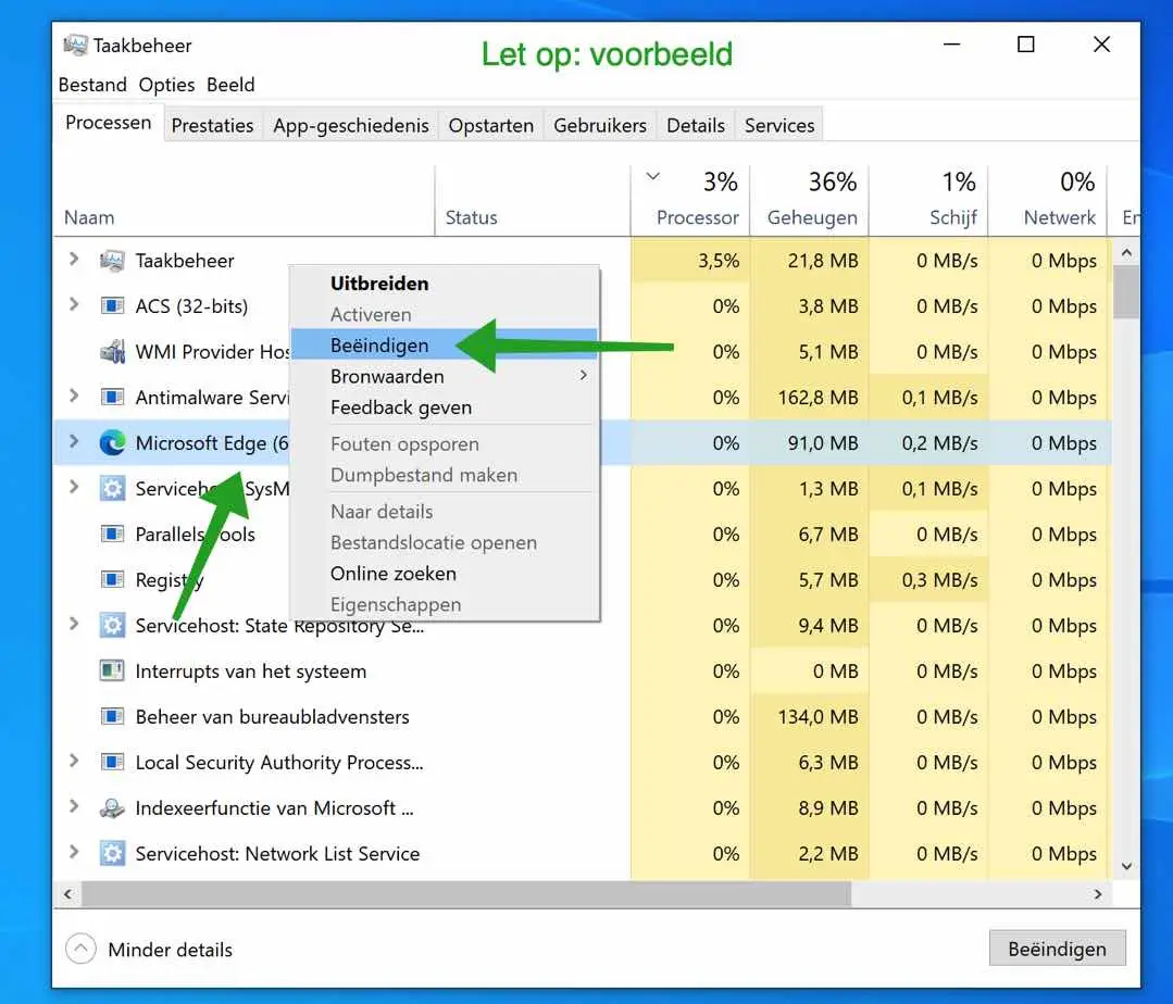 applicatie geforceerd afsluiten in windows