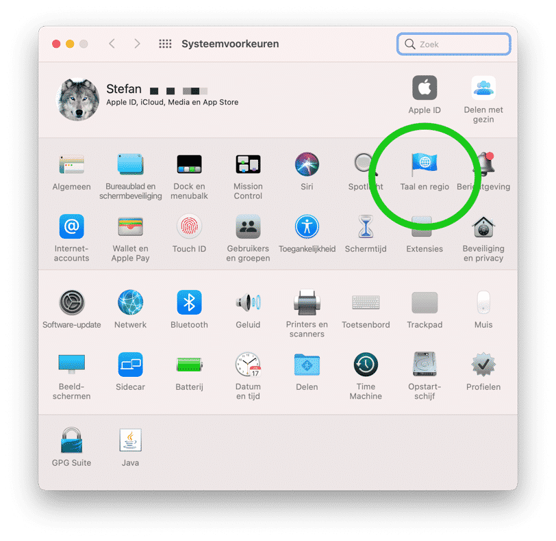 taal en regio instellingen mac
