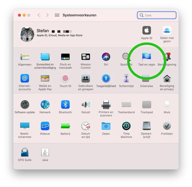 taal en regio instellingen mac