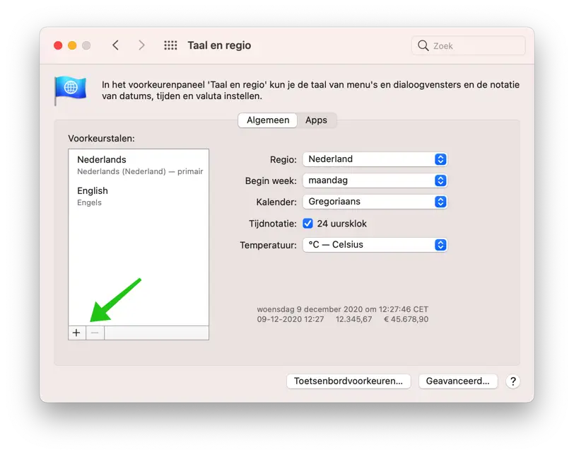 taal toevoegen mac