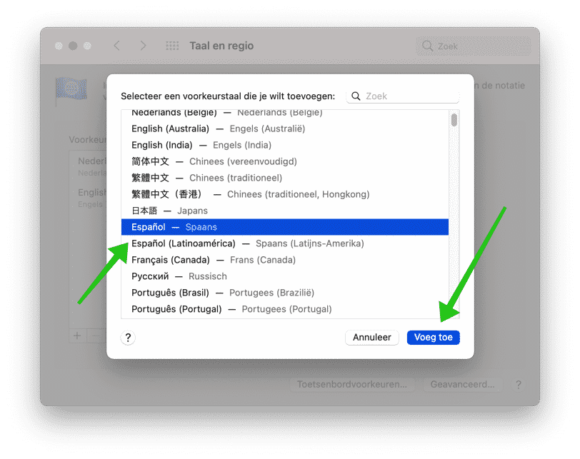 cambiar idioma mac