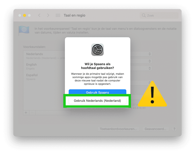 voorkeurstaal instellingen mac
