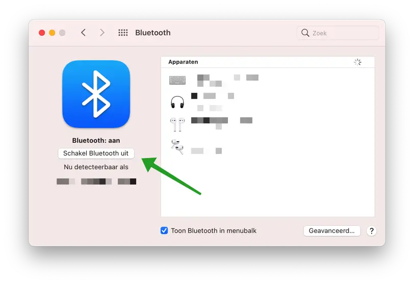 Bluetooth uitschakelen mac