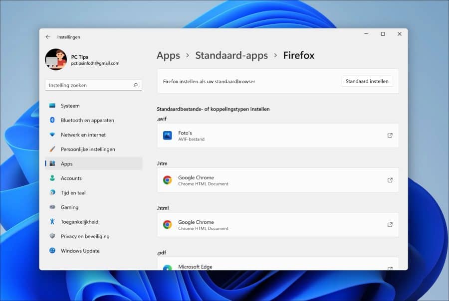 Firefox instellen als standaardbrowser