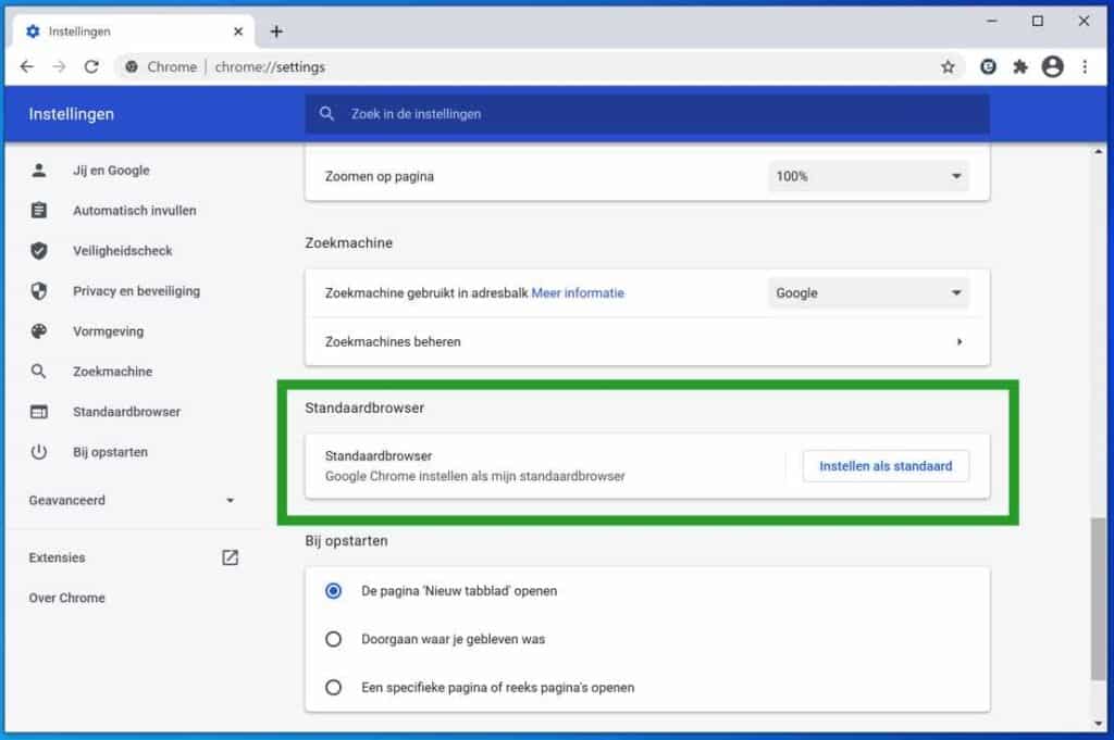 Chrome, Firefox of MS Edge instellen als standaard browser
