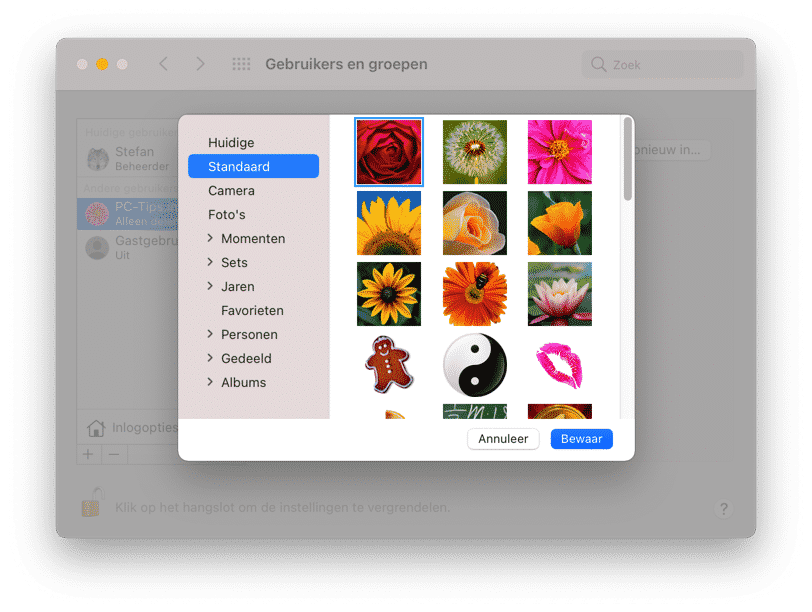afbeeldingen wijzigen mac account