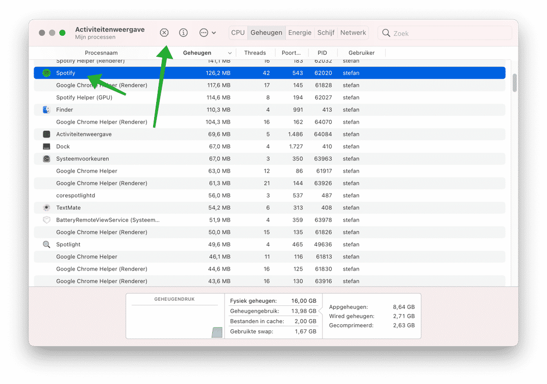 applicatie afsluiten via activiteitenweergave mac