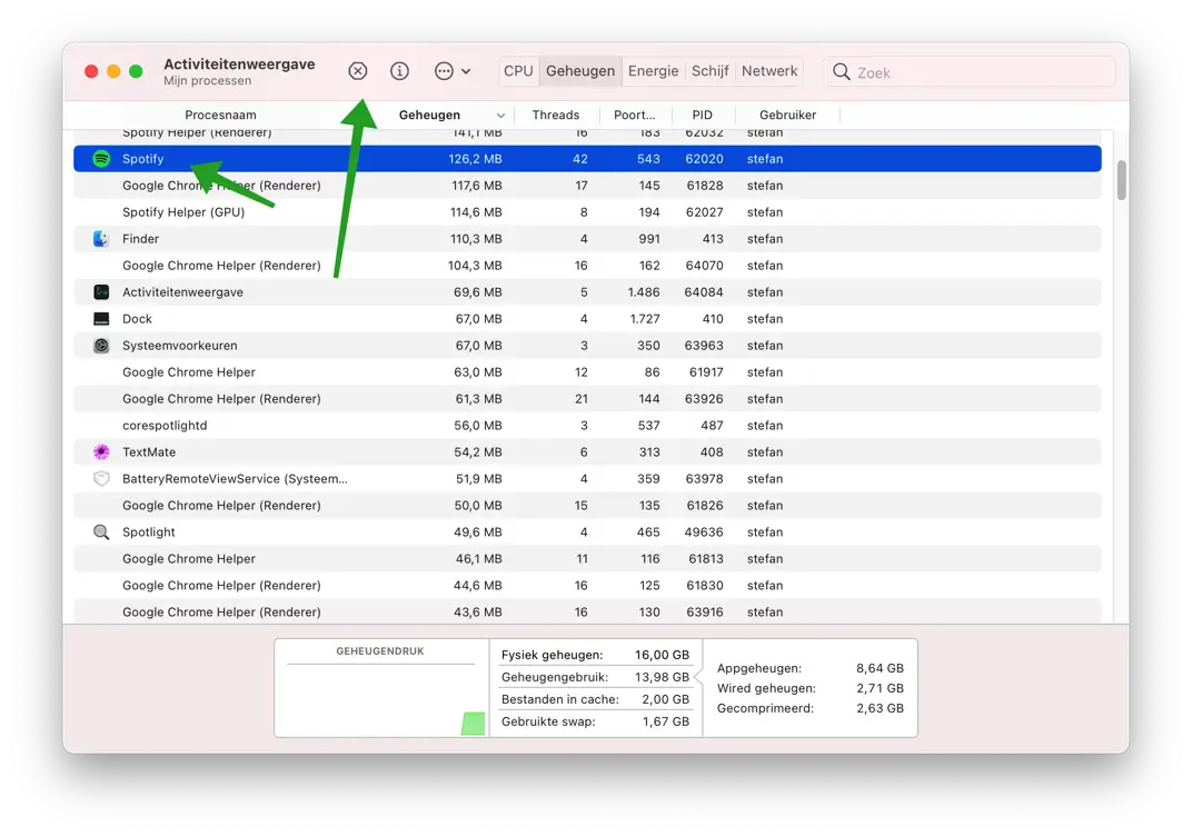 applicatie afsluiten via activiteitenweergave mac